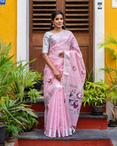 SC4886 - Linen saree with sticker print